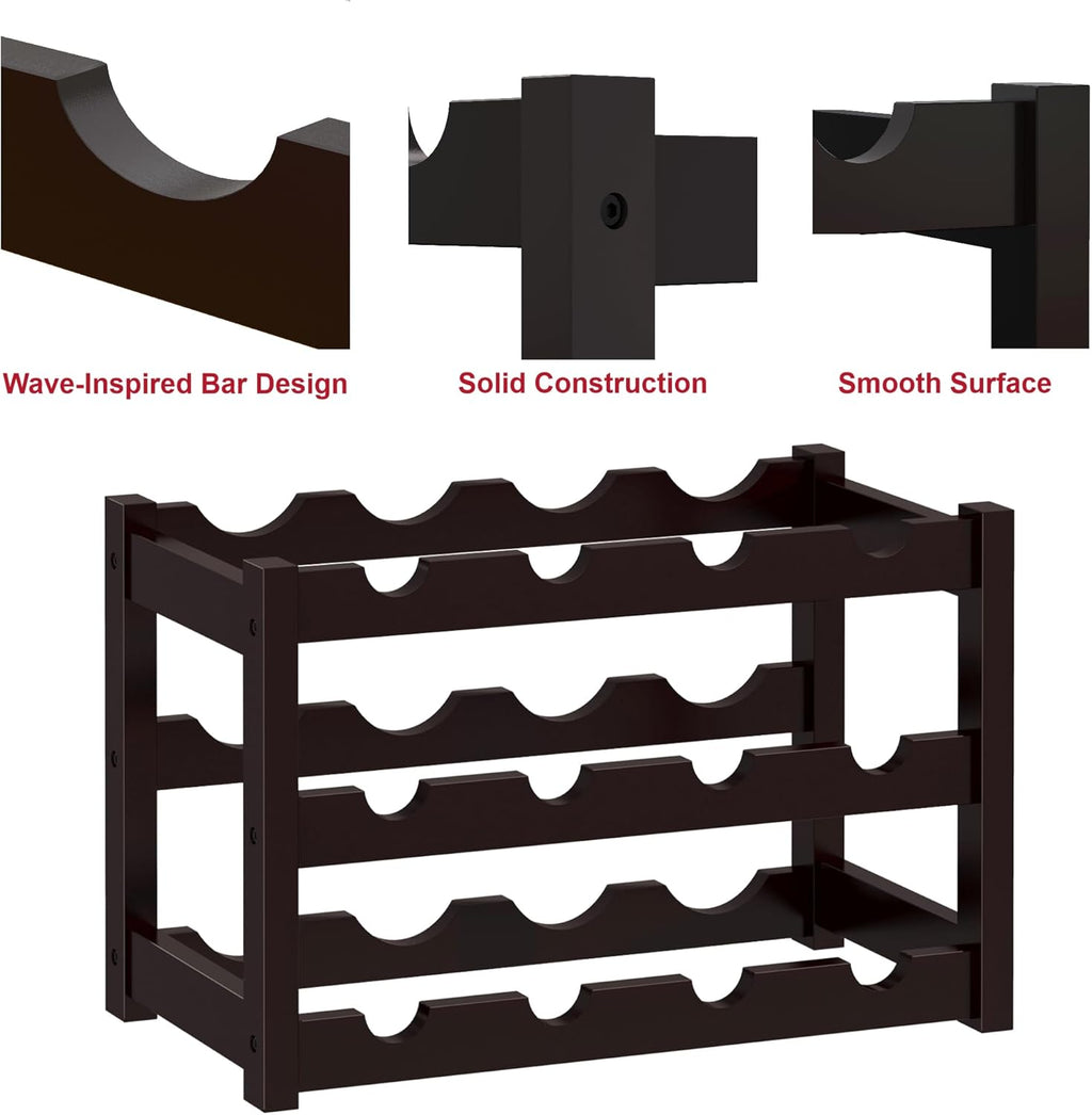Bamboo Freestanding 12 Bottle Wine Rack