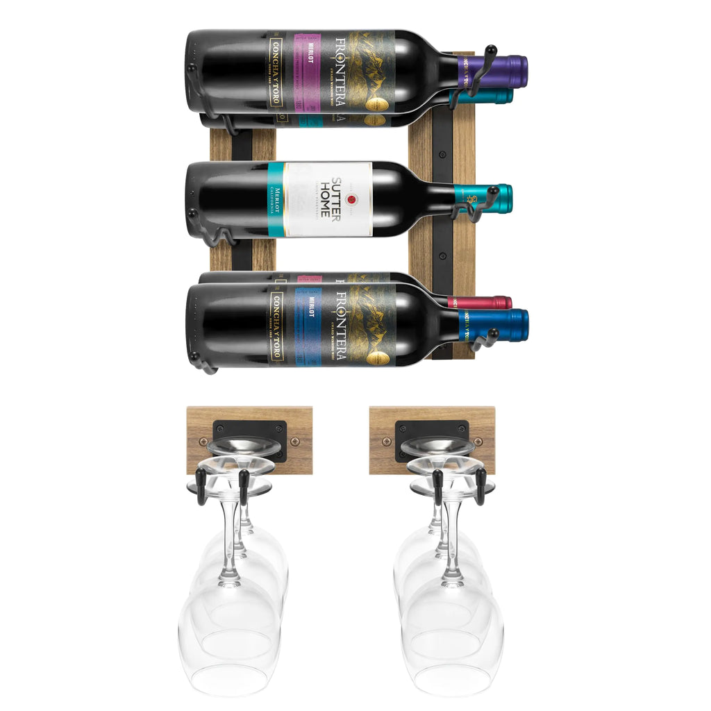Wall Mounted Wine Rack with Stemware Holder