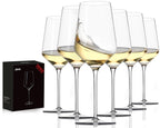 JBHO Hand-Blown Crystal Wine Glasses – Set of 6, 17 oz, Thin Rim, Gift Ready