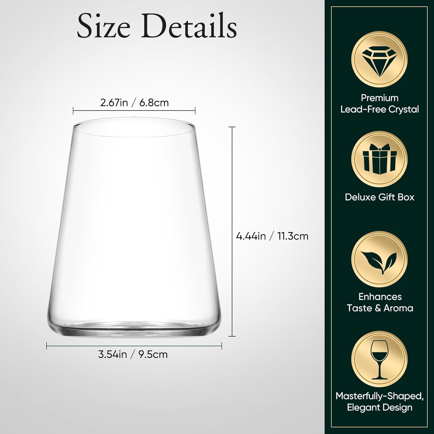 Handmade Stemless Crystal Wine Glasses Set