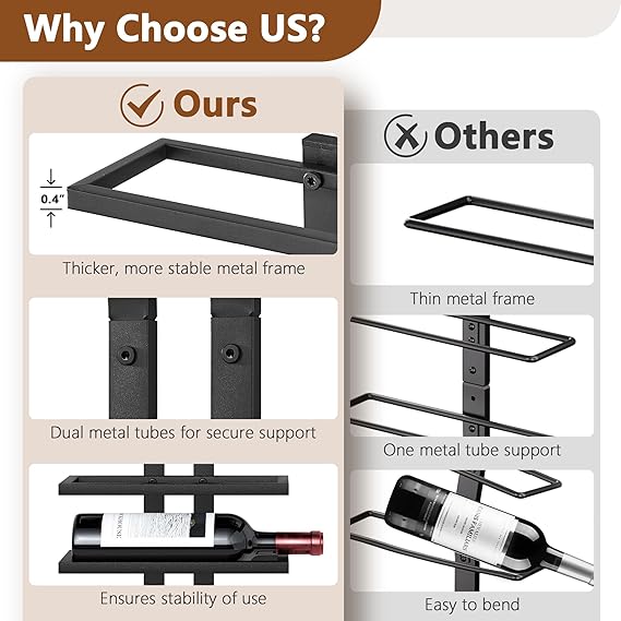 2-Set 8-Tier Metal Wall Wine Rack