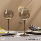 Smokey Gray Hand Blown Wine Glasses Set