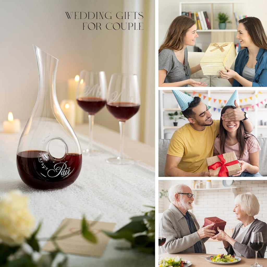 Mr and Mrs Wine Decanter Glass Set