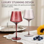 Large Hand Blown Colored Wine Glasses Set