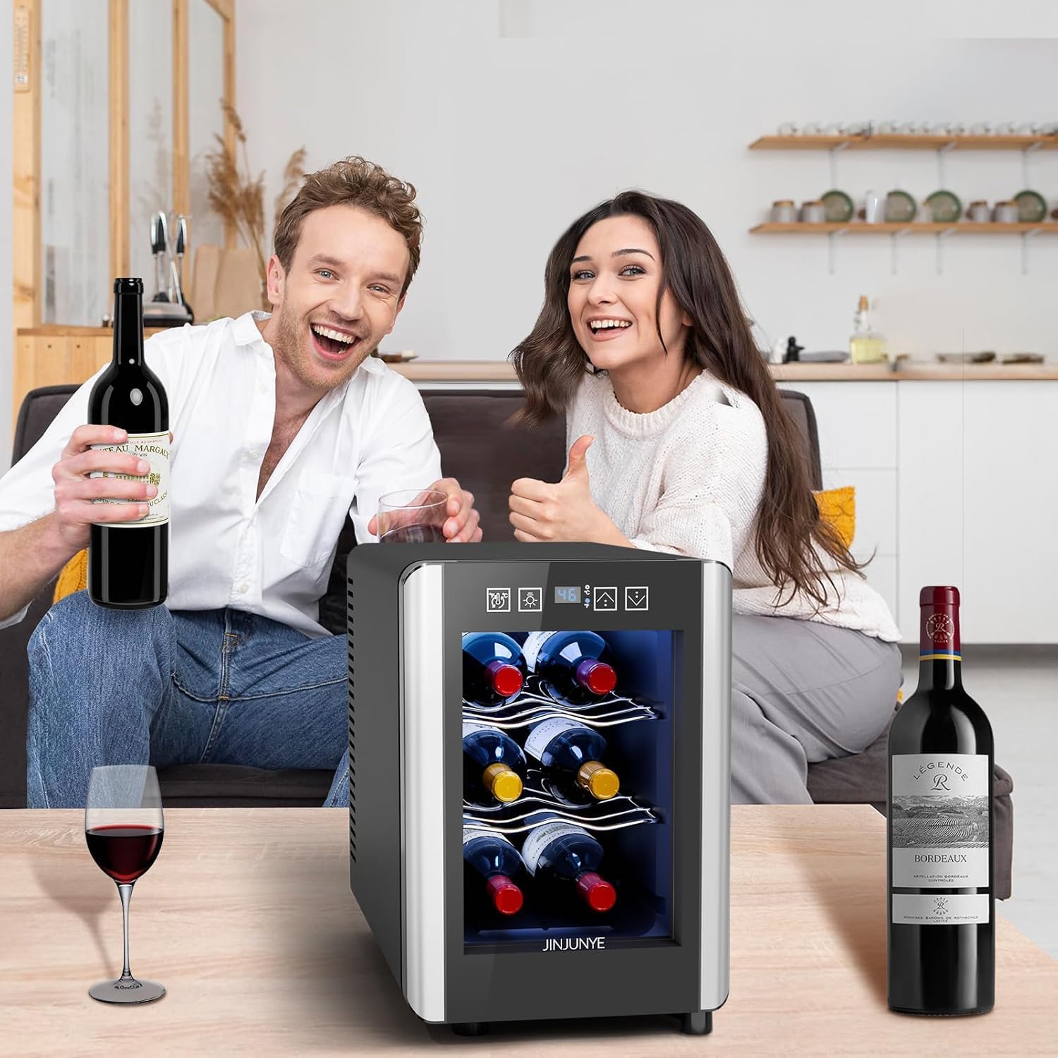 6 Bottle Countertop Wine Rack Cooler Refrigerator
