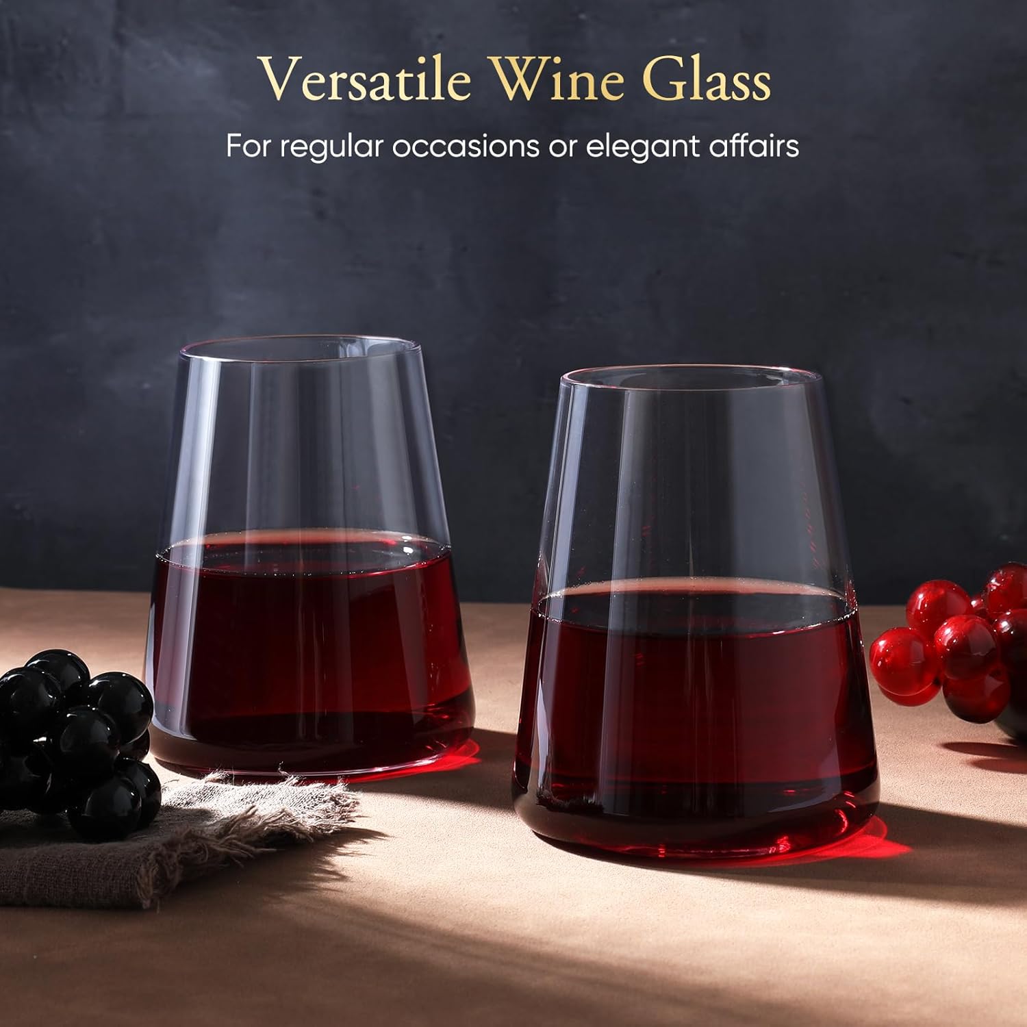 Handmade Stemless Crystal Wine Glasses Set