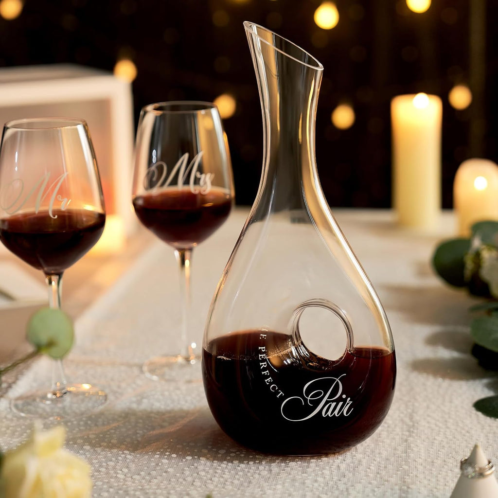 Mr and Mrs Wine Decanter Glass Set