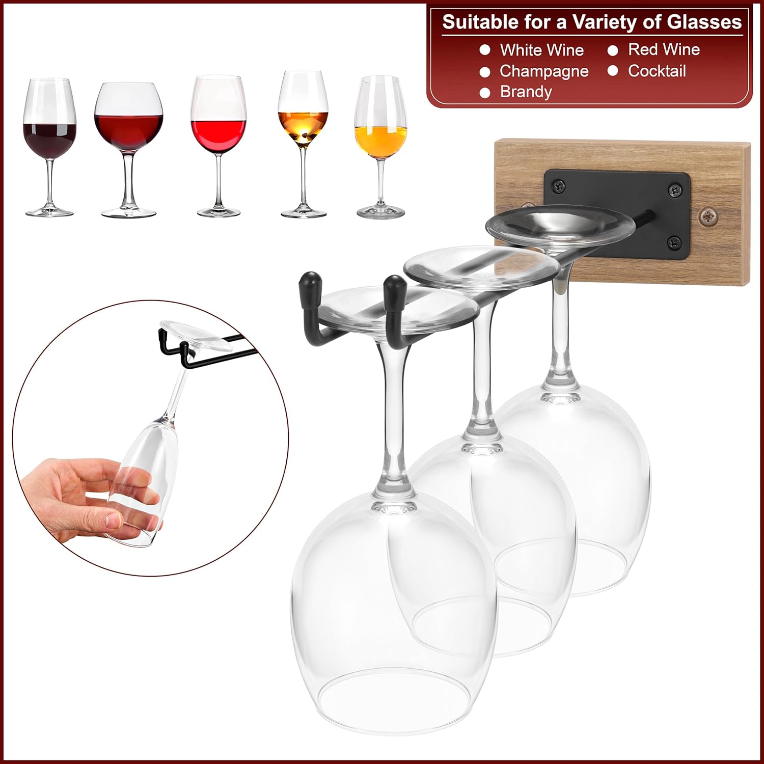 Wall Mounted Wine Rack with Stemware Holder