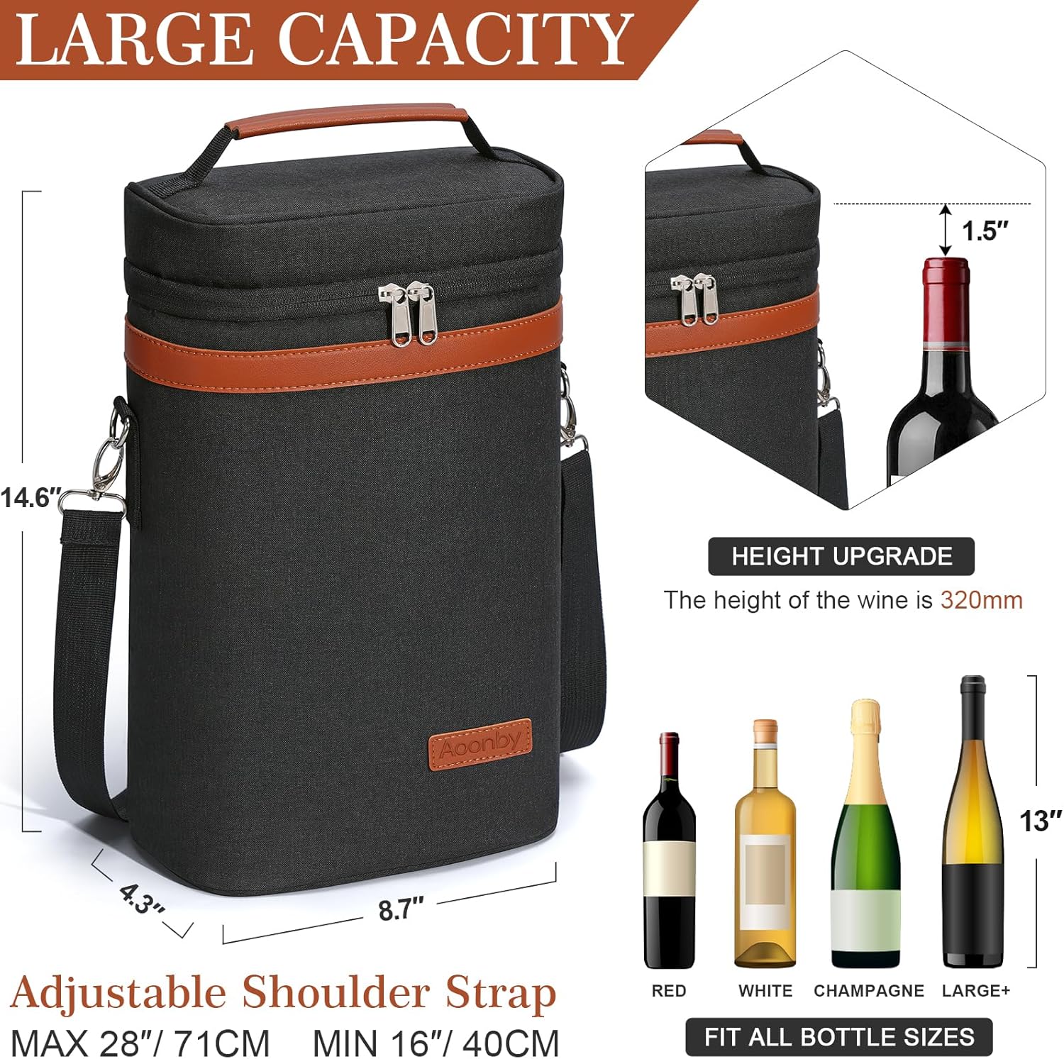 2-Bottle Insulated Wine Carrier Gift Bag