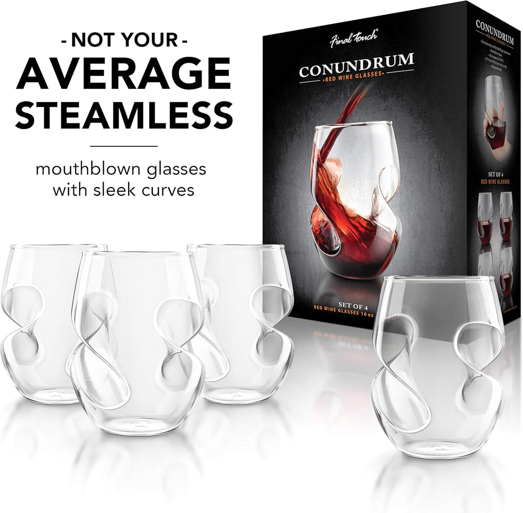 Set of 4 Red Wine Conundrum Glasses