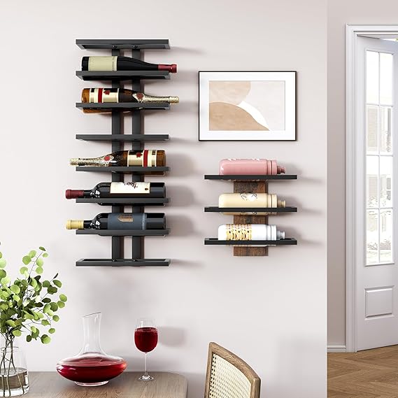2-Set 8-Tier Metal Wall Wine Rack