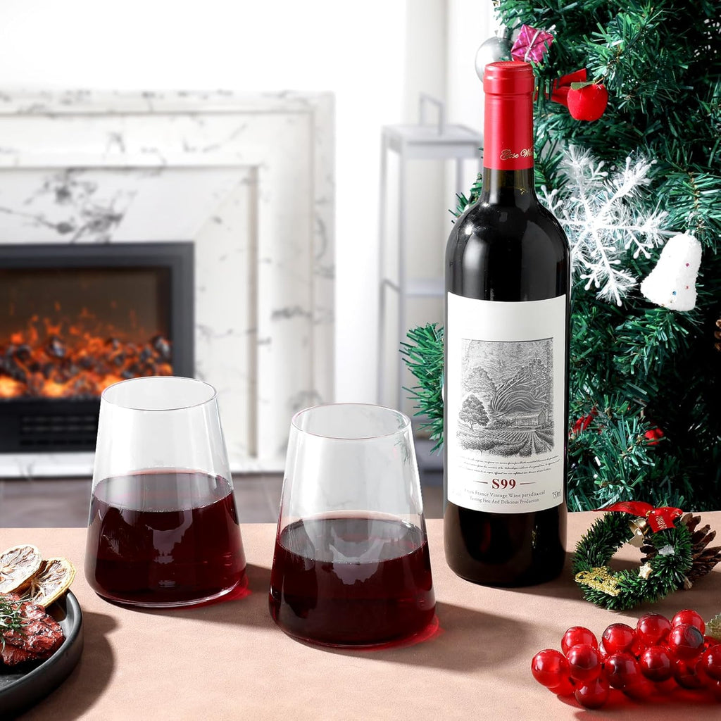 Handmade Stemless Crystal Wine Glasses Set