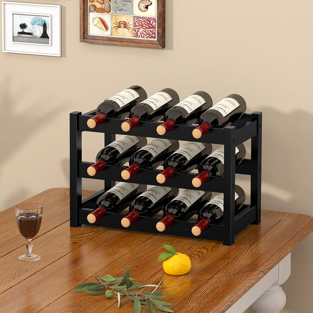 Bamboo Freestanding 12 Bottle Wine Rack
