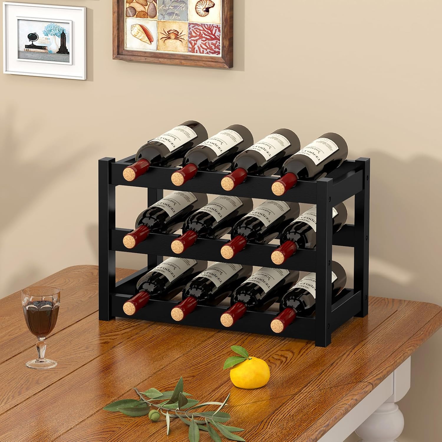 Bamboo Freestanding 12 Bottle Wine Rack