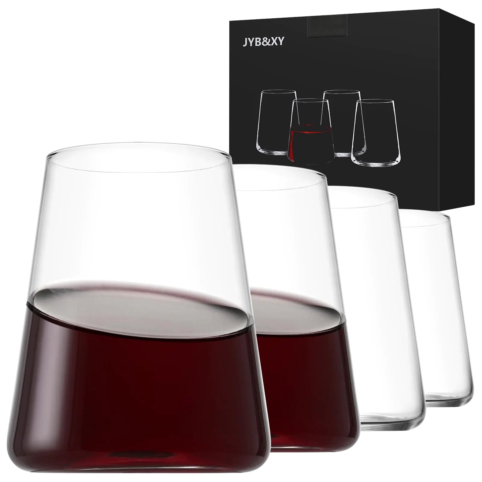 Handmade Stemless Crystal Wine Glasses Set