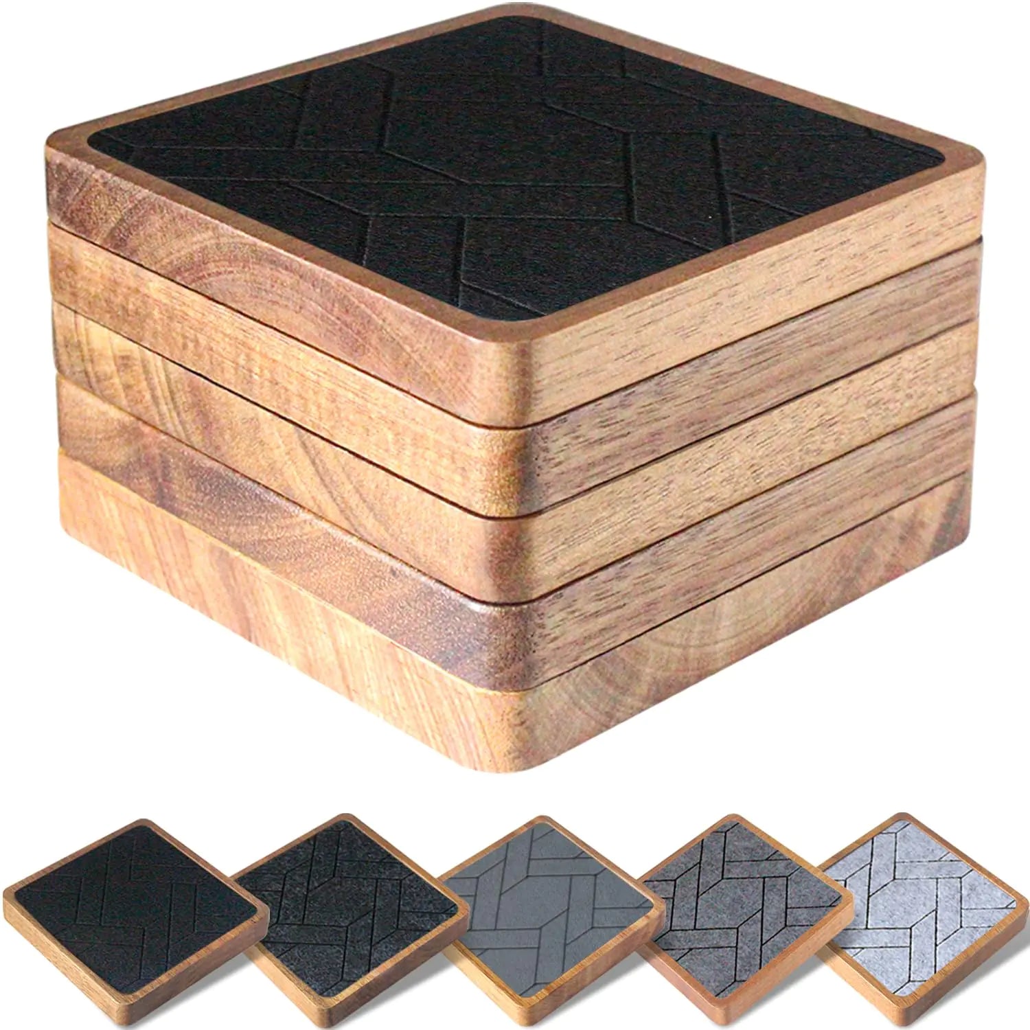 5 Pack Square Wood Coaster