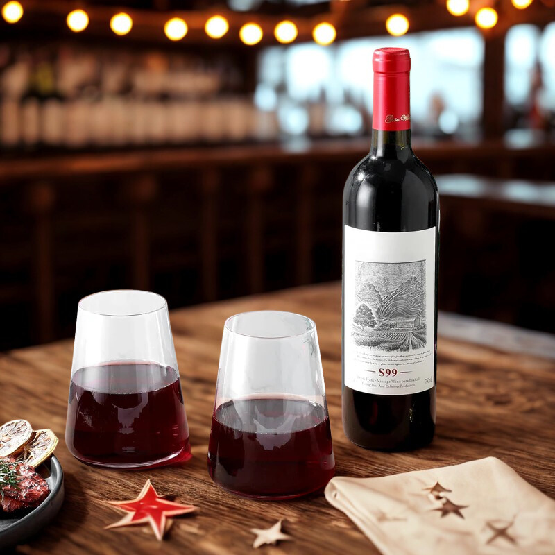 Handmade Stemless Crystal Wine Glasses Set