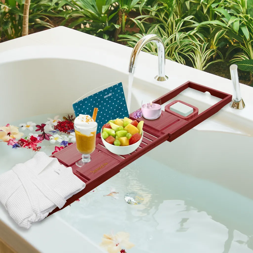 SereneLife Bamboo Bathtub Caddy