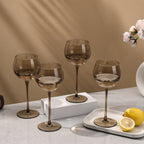 Smokey Gray Hand Blown Wine Glasses Set
