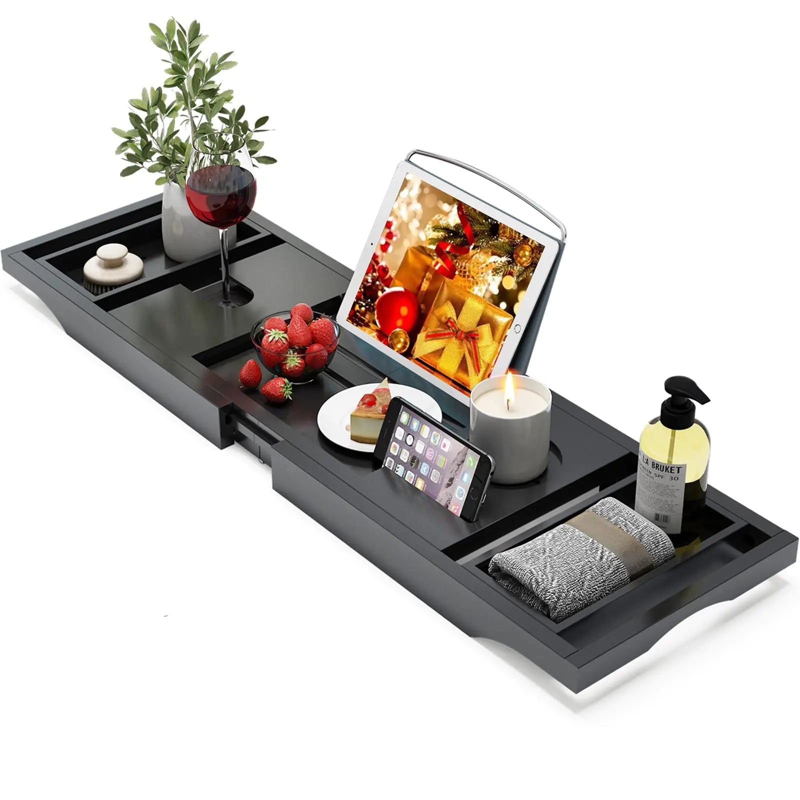Expandable Bamboo Bathtub Caddy Tray