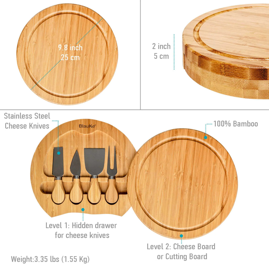 Swiveling Bamboo Cheese Board