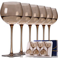 Smokey Gray Hand Blown Wine Glasses Set