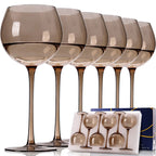 Smokey Gray Hand Blown Wine Glasses Set