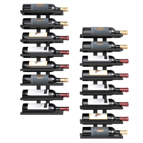 2-Set 8-Tier Metal Wall Wine Rack
