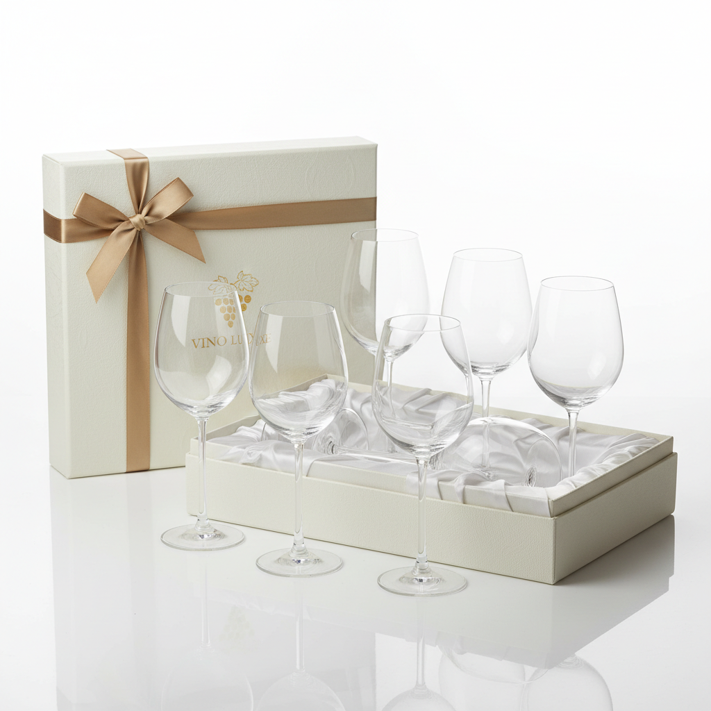 JBHO Hand-Blown Lead-Free Crystal Wine Glasses Set of 6