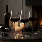 Hand-Blown Crystal Red Wine Glasses Square Flat-Bottom Set of 4 moody lifestyle