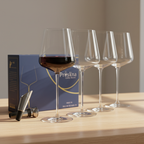 Hand-Blown Crystal Red Wine Glasses Square Flat-Bottom Set of 4 with gift box