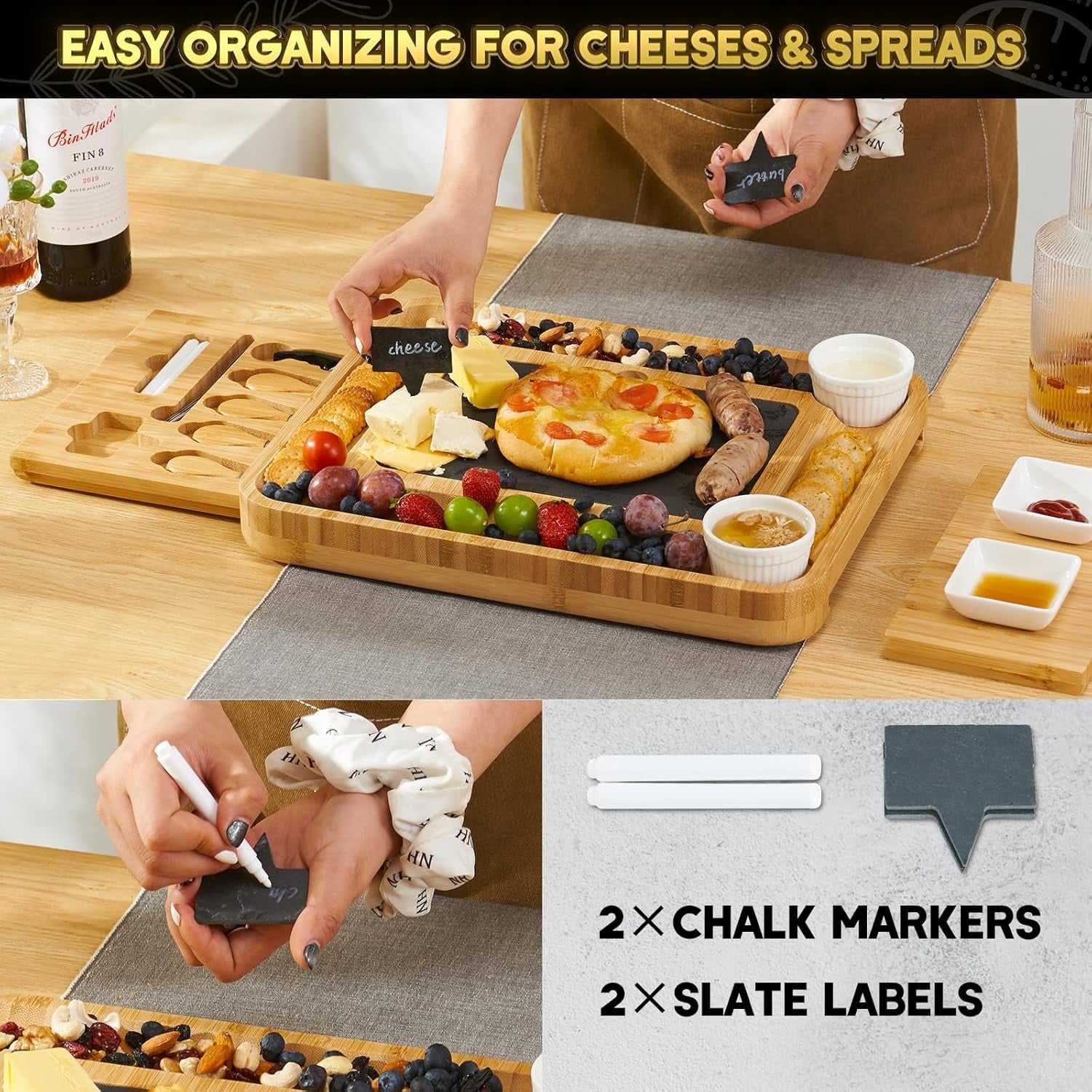 Charcuterie Bamboo Cheese Board Set