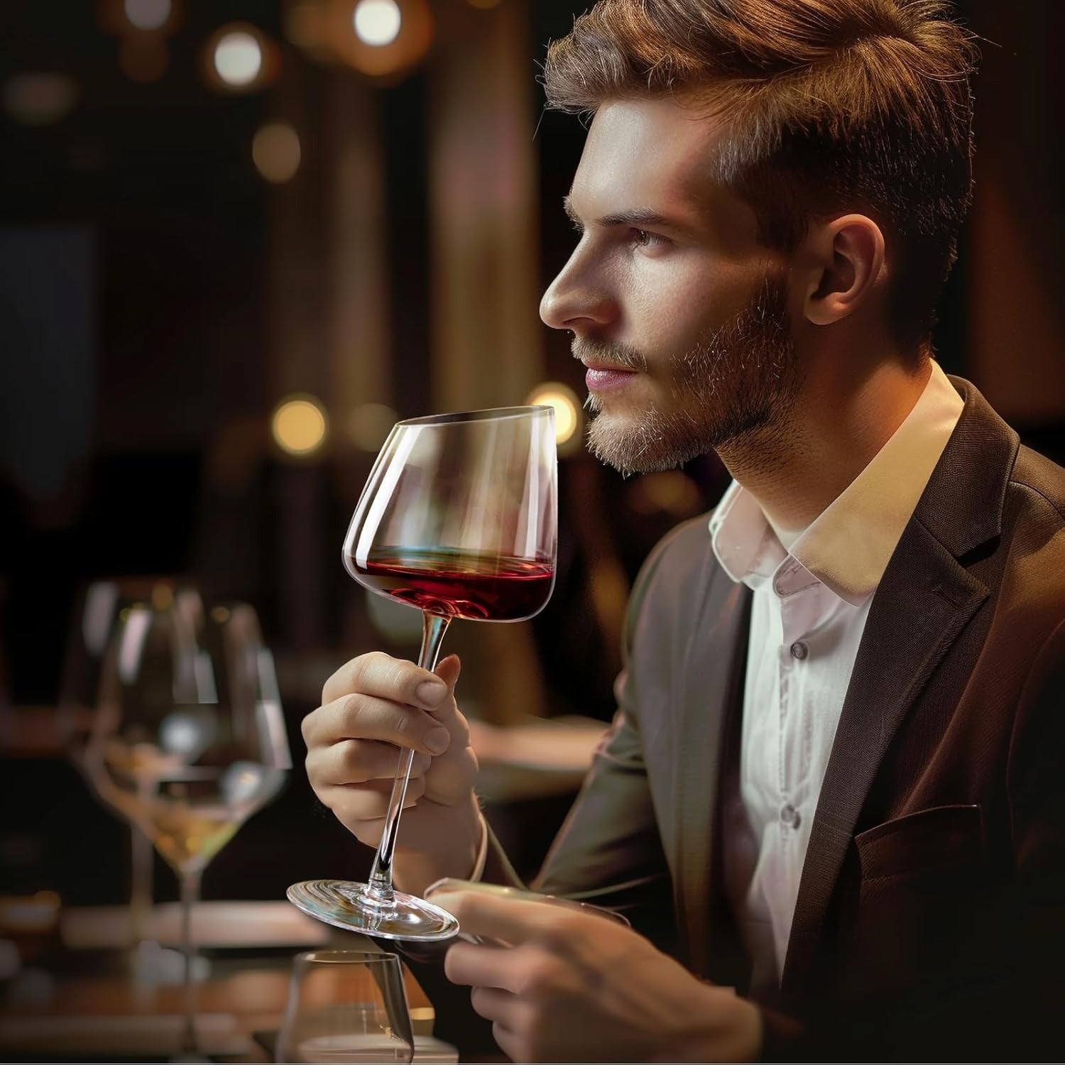 Slanted Crystal Wine Glasses