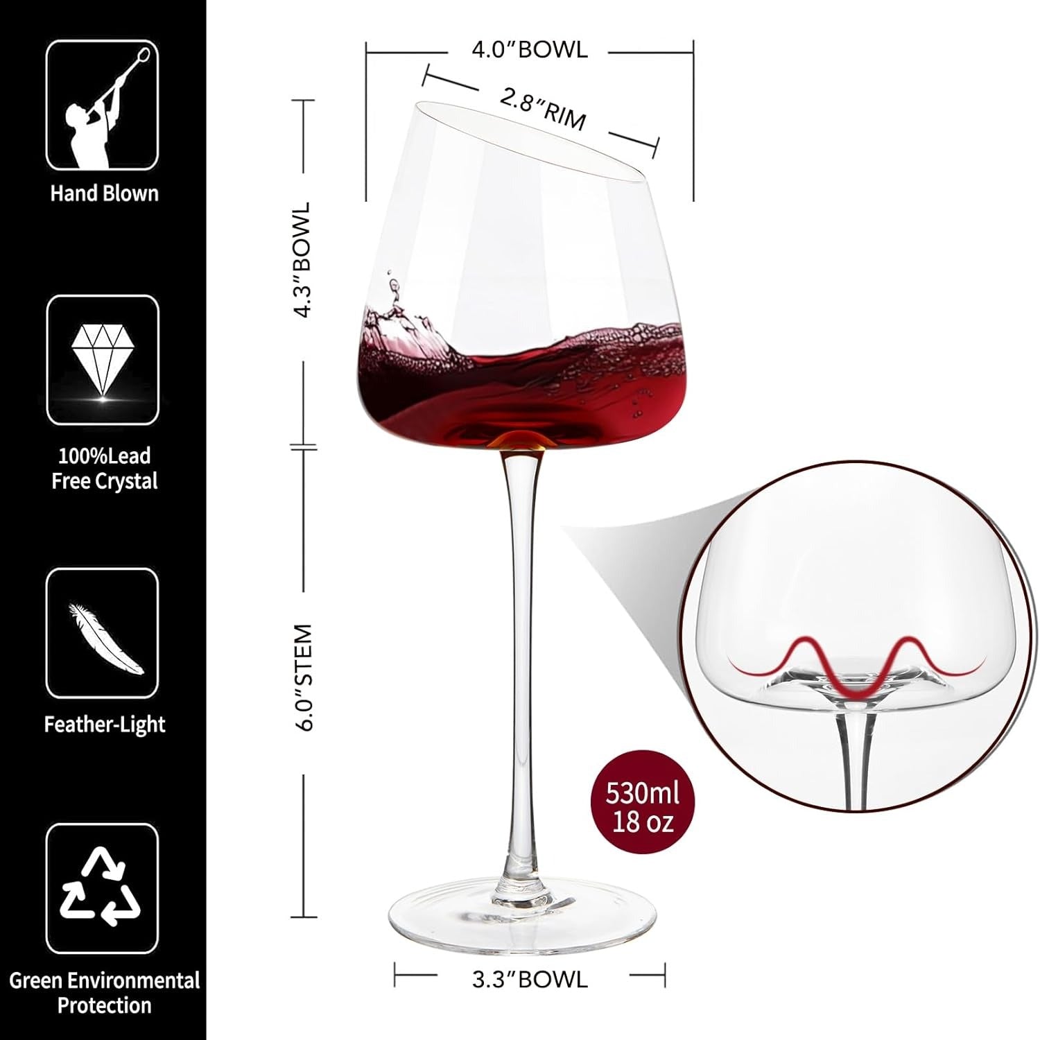 Slanted Crystal Wine Glasses