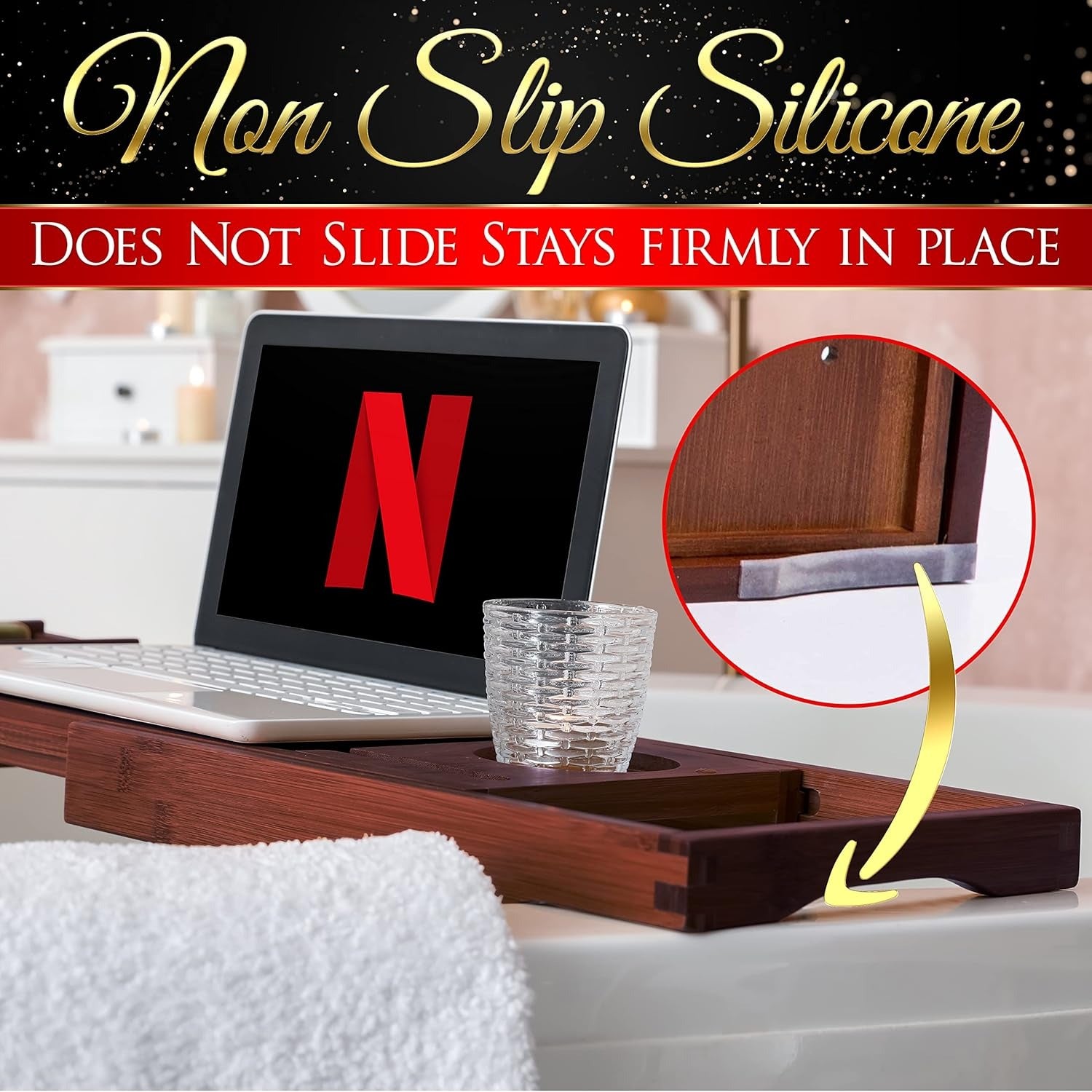 SereneLife Bamboo Bathtub Caddy