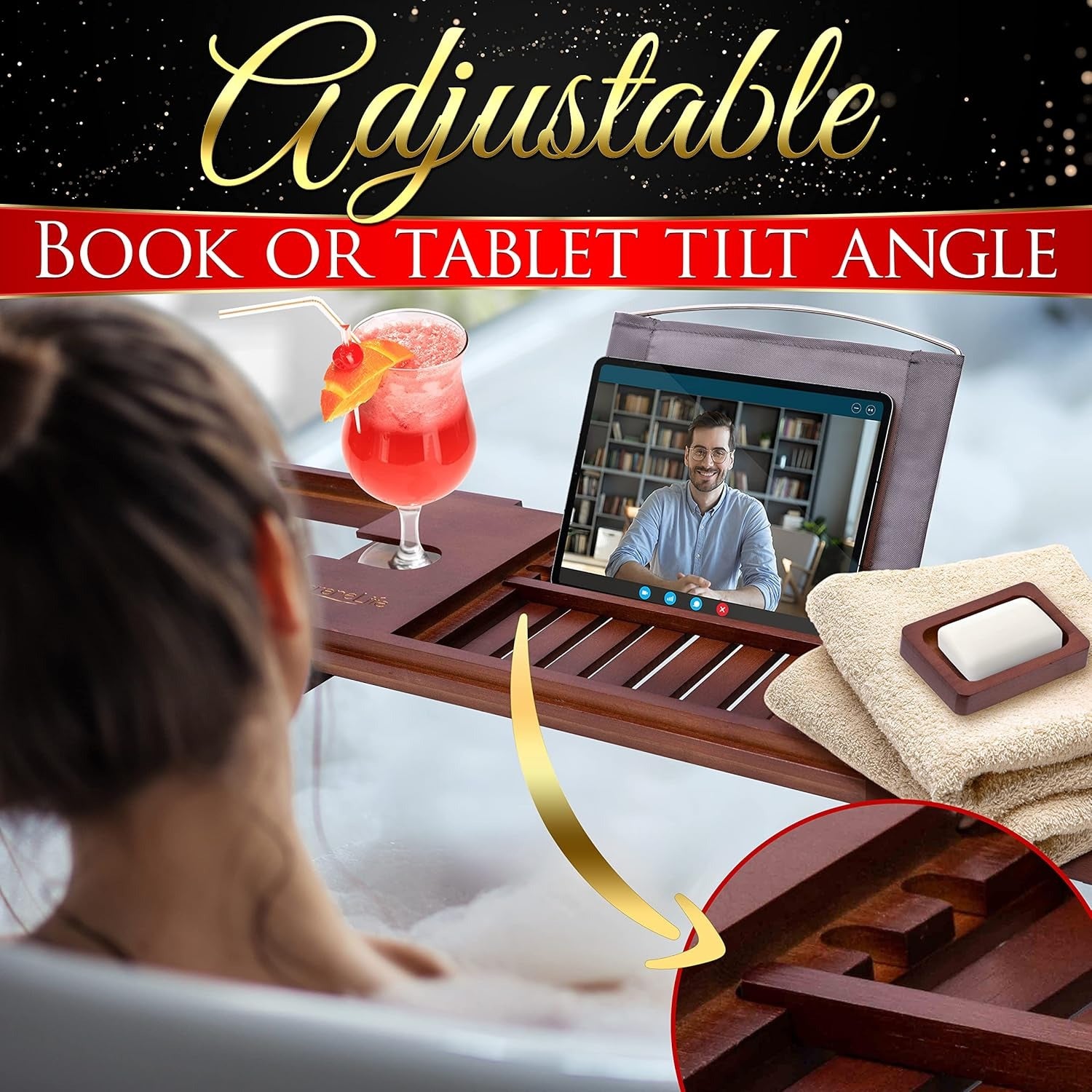 SereneLife Bamboo Bathtub Caddy