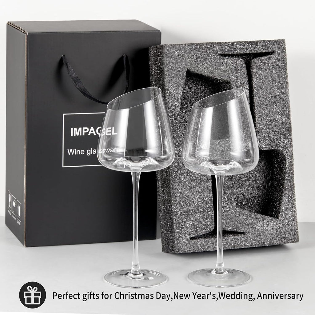 Slanted Crystal Wine Glasses