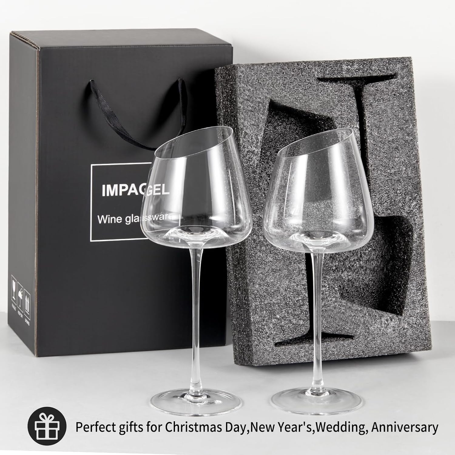 Slanted Crystal Wine Glasses