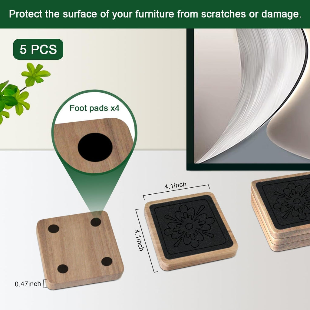 5 Pack Square Wood Coaster