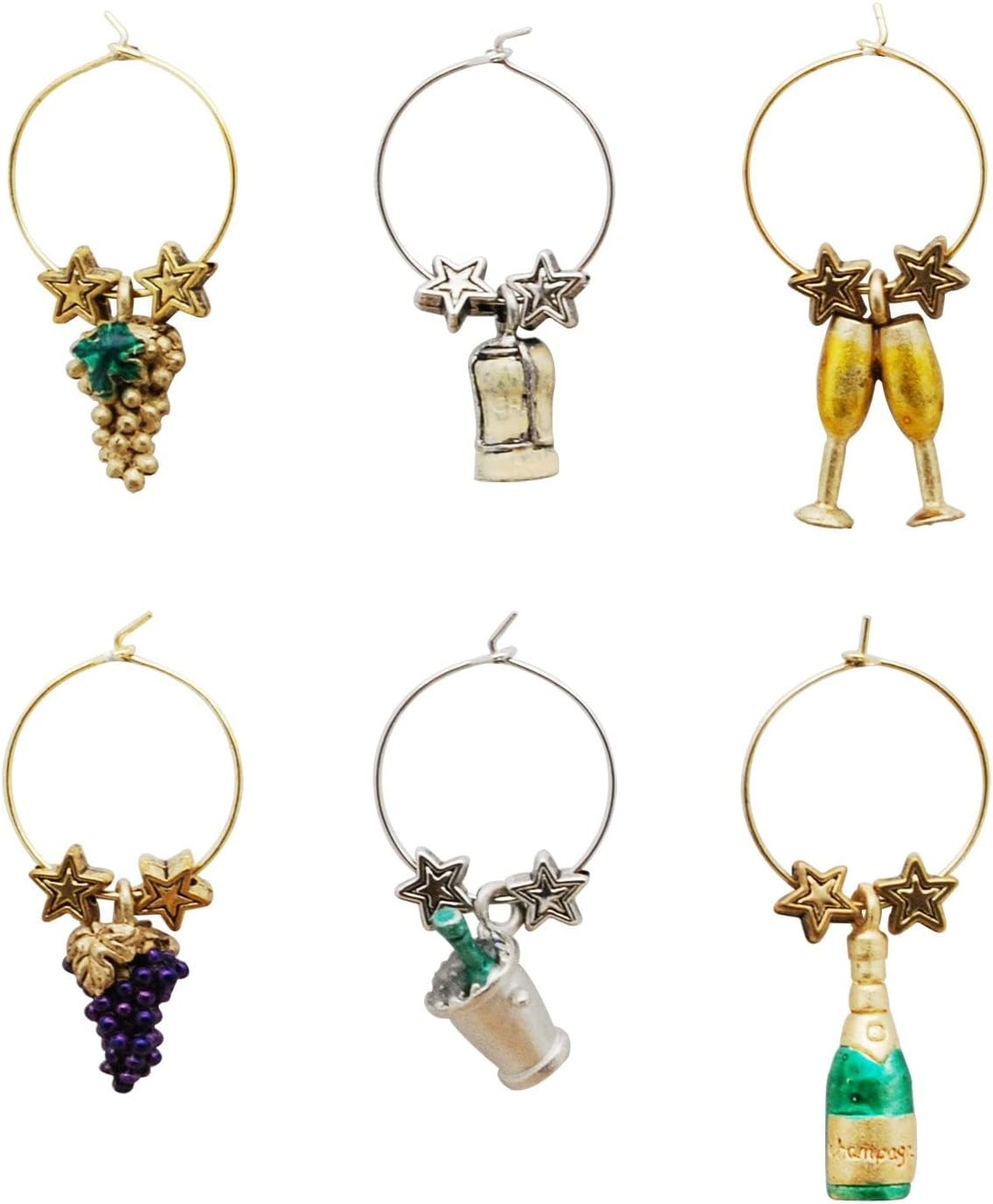 6-Piece Wine Glass Charms