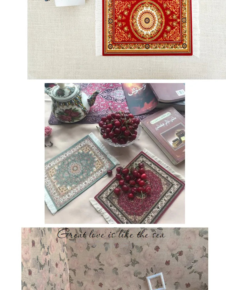 Persian Carpet Mouse Pad & Coasters: Vintage Elegance