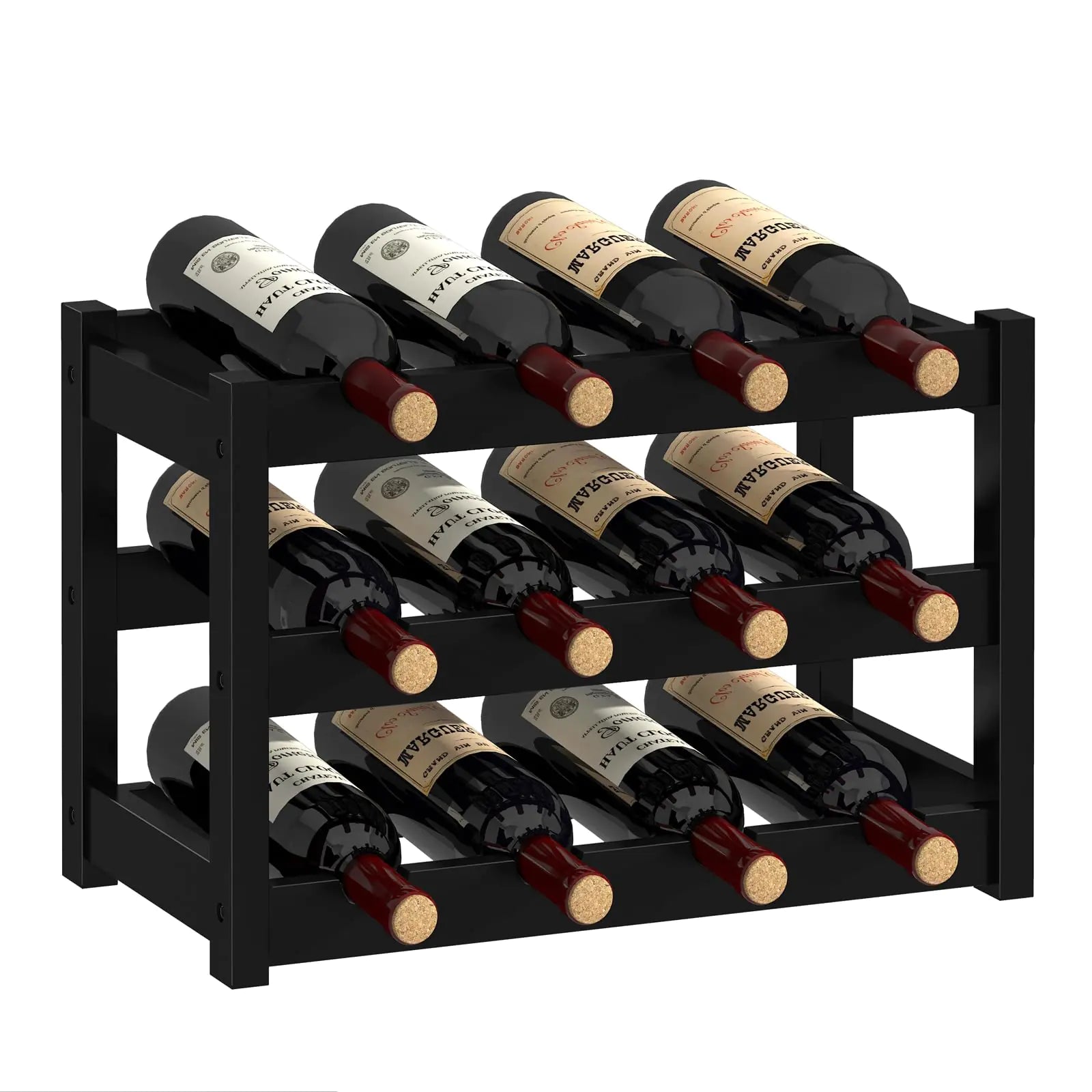 Bamboo Freestanding 12 Bottle Wine Rack