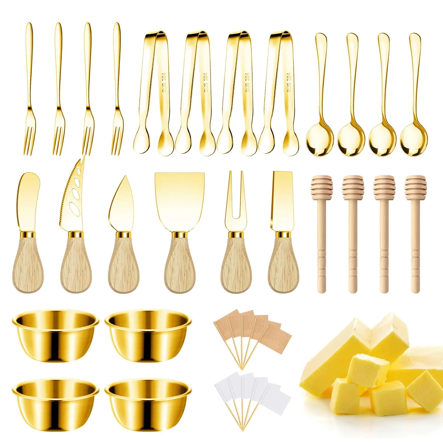 Gold Charcuterie Board Accessory Set